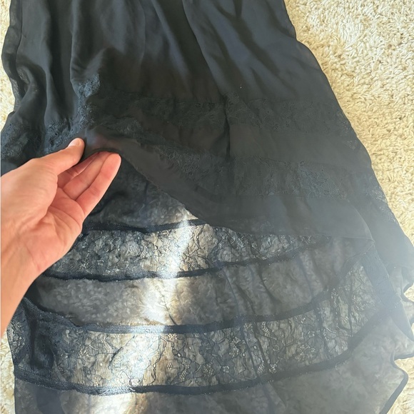 Vintage vanity, 2000s Y2K high low maxi, black bohemian boho indie skirt - Picture 2 of 5